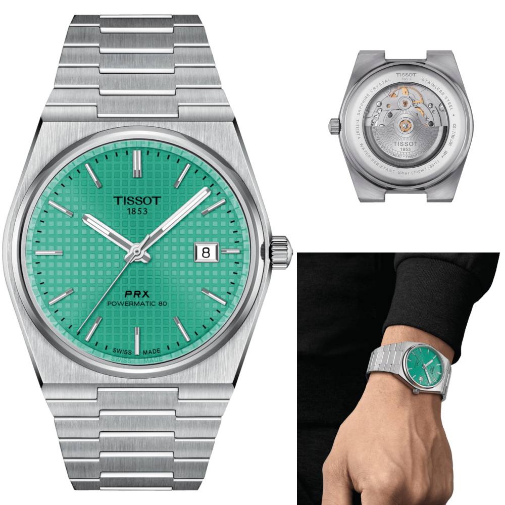 Tissot PRX Powermatic 80 Automatic Mint Green Dial Silver Steel Strap Watch for Men - T137.407.11.091.01 Buy Now By Tissot