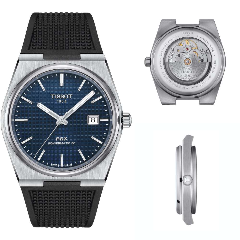 Tissot PRX Powermatic 80 Blue Dial Black Rubber Strap Watch for Men - T137.407.17.041.00 Buy Now By Tissot