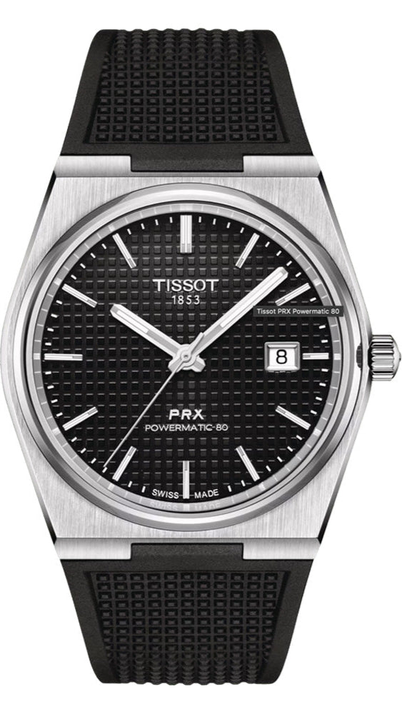Tissot PRX Powermatic 80 Black Dial Black Rubber Strap Watch for Men - T137.407.17.051.00 Buy Now By Tissot