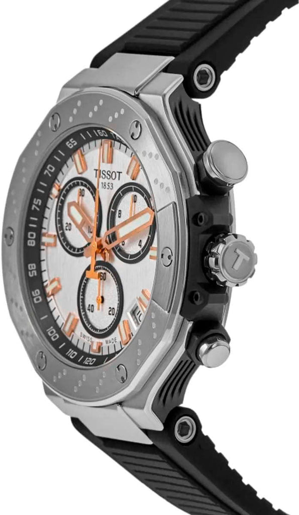 Tissot T Race Chronograph White Dial Black Rubber Strap Watch For Men - T141.417.17.011.00 Buy Now By Tissot