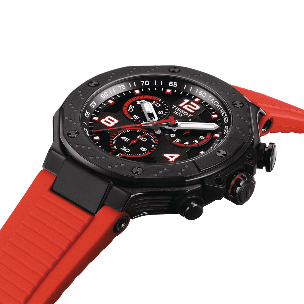 Tissot T Race Chronograph Black Dial Red Rubber Strap Watch For Men - T141.417.37.057.01 Buy Now By Tissot