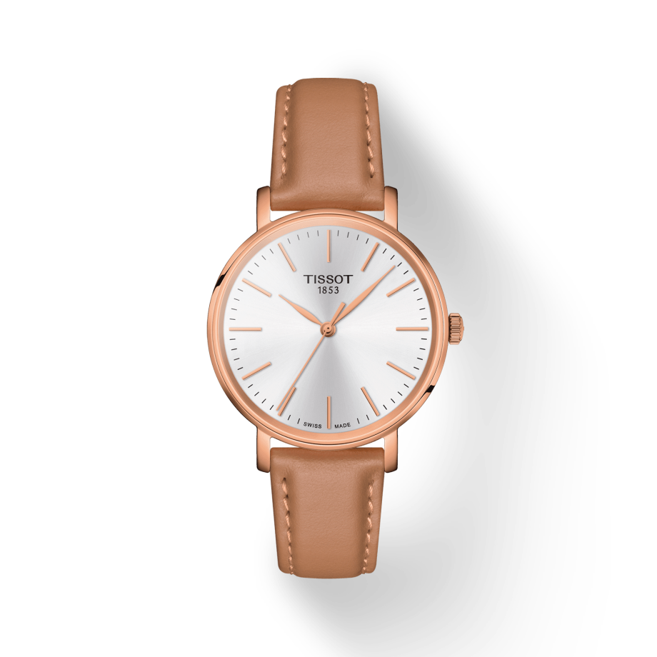 Tissot Everytime Lady Silver Dial Brown Leather Strap Watch for Women - T143.210.36.011.00 Buy Now By Tissot