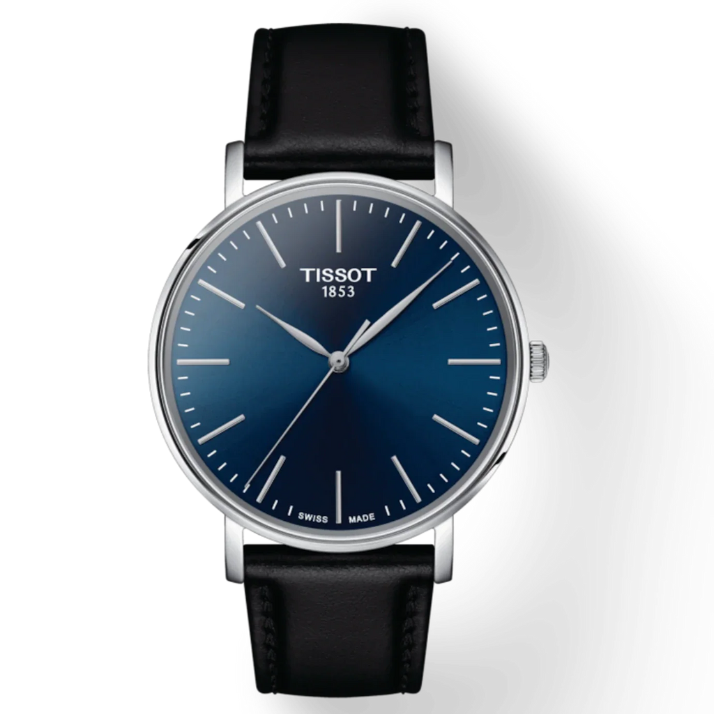 Tissot Everytime Gent Blue Dial Black Leather Strap Watch for Men - T143.410.16.041.00 Buy Now By Tissot