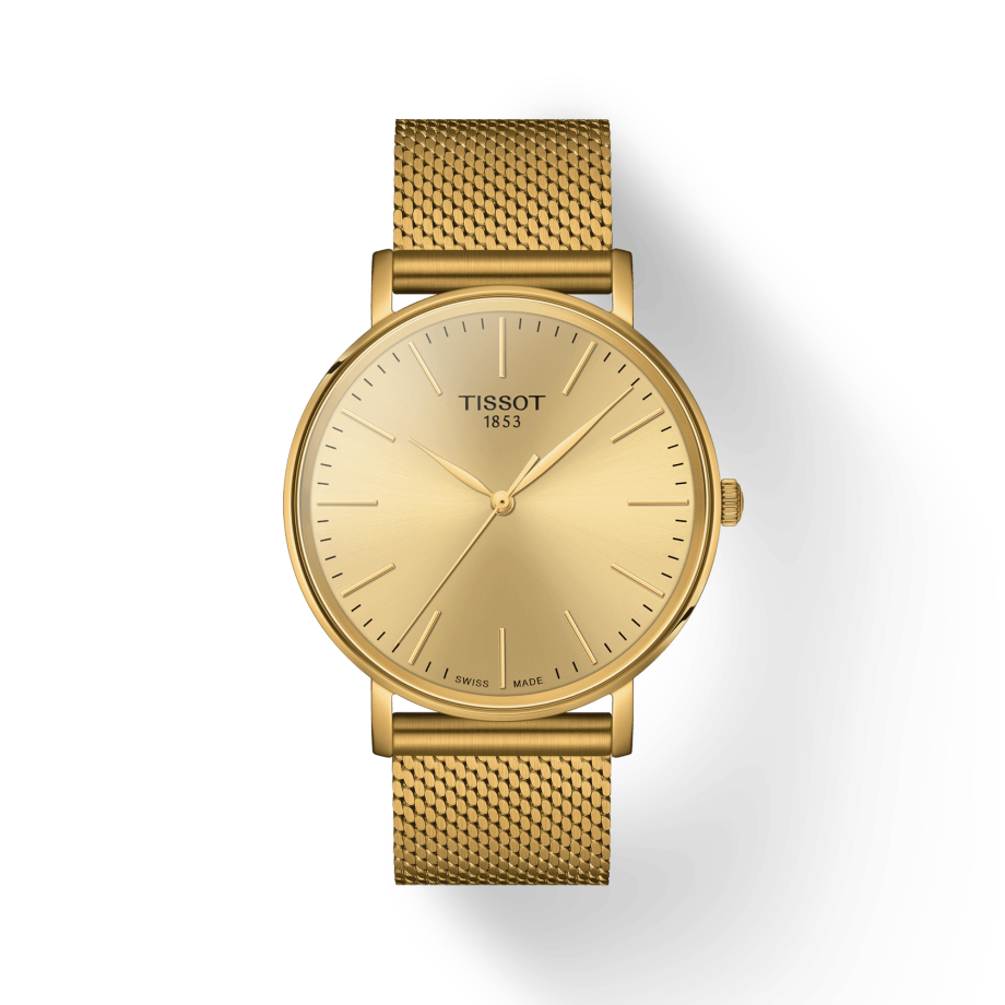 Tissot Everytime Gent Gold Dial Gold Mesh Bracelet Watch for Men - T143.410.33.021.00 Buy Now By Tissot