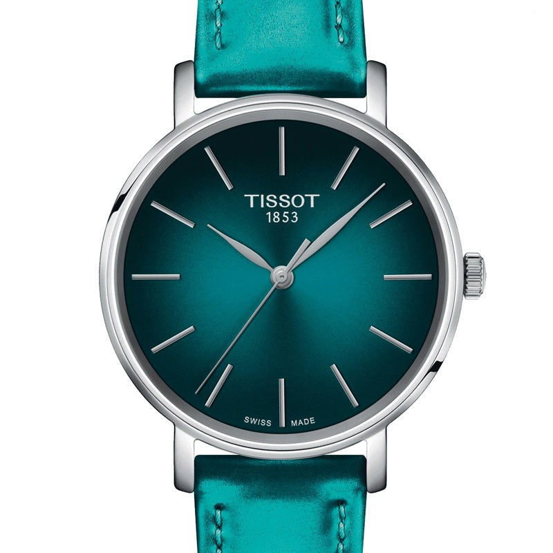 Tissot Everytime Lady Green Dial Green Leather Strap Watch for Women - T143.210.17.091.00 Buy Now By Tissot