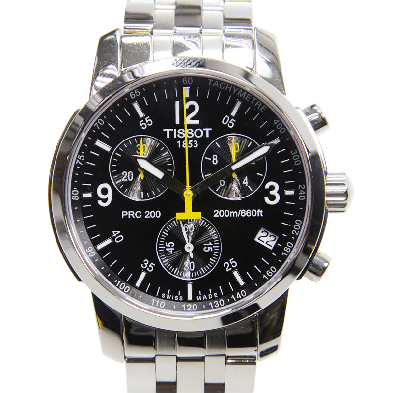 Tissot T Sport PRC200 Chronograph Black Dial Silver Steel Strap Watch for Men - T17.1.586.52 Buy Now By Tissot
