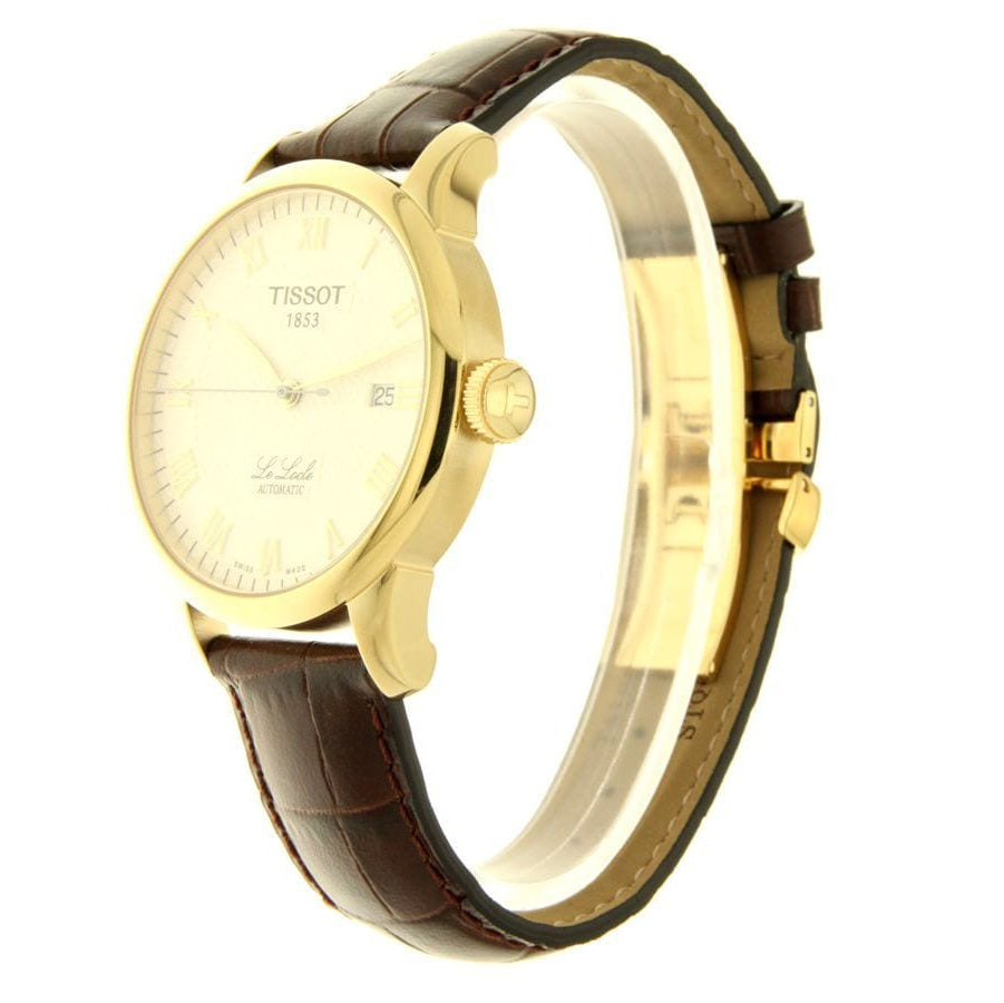Tissot T Classic Le Locle Automatic Gold Dial Maroon Leather Strap Watch For Men - T41.5.413.73 Buy Now By Tissot