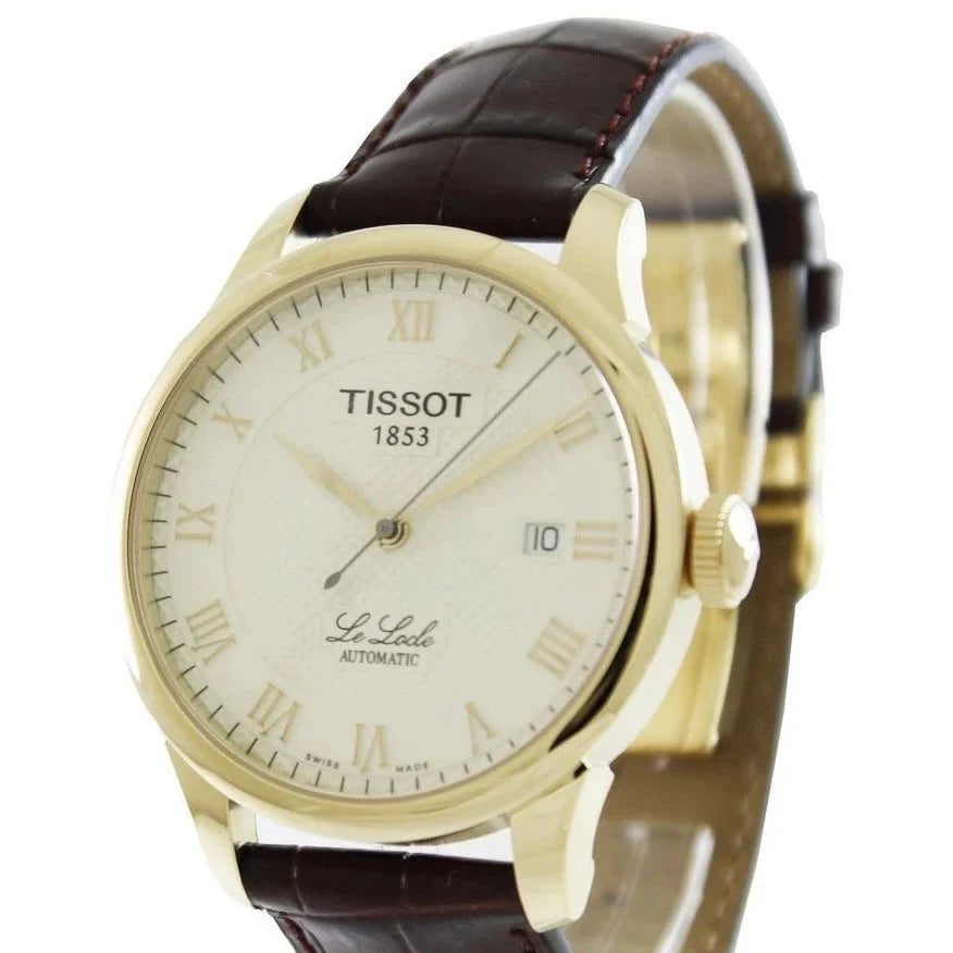 Tissot Le Locle Automatic Gold Dial Brown Leather Strap Watch For Men - T41.5.413.73 Buy Now By Tissot