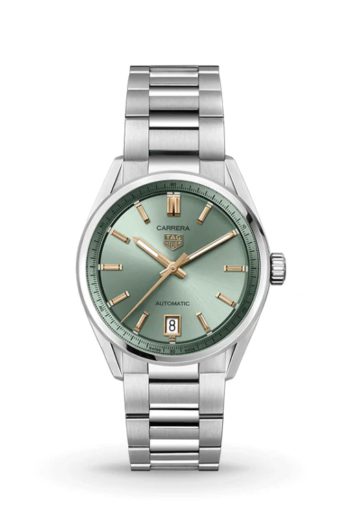 Tag Heuer Carrera Date Automatic 18K Green Dial Silver Steel Strap Watch for Women - WBN2312.BA0001 Buy Now By Tag Heuer