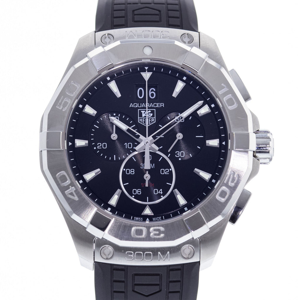 Tag Heuer Aquaracer Chronograph Black Dial Black Rubber Strap Watch for Men - CAY1110.FT6041 Buy Now By Tag Heuer