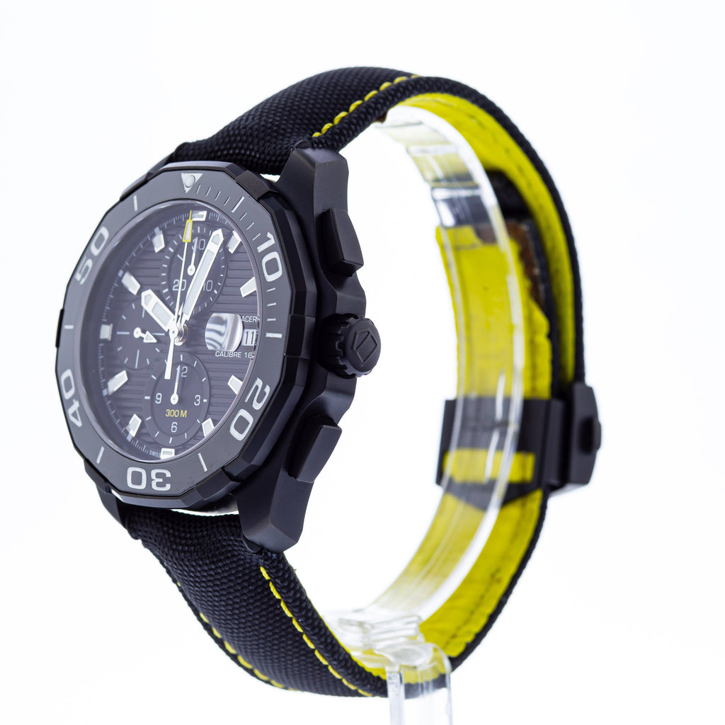 Tag Heuer Aquaracer Chronograph PVD Black Dial Black Nylon Strap Watch for Men - CAY218A.FC6361 Buy Now By Tag Heuer