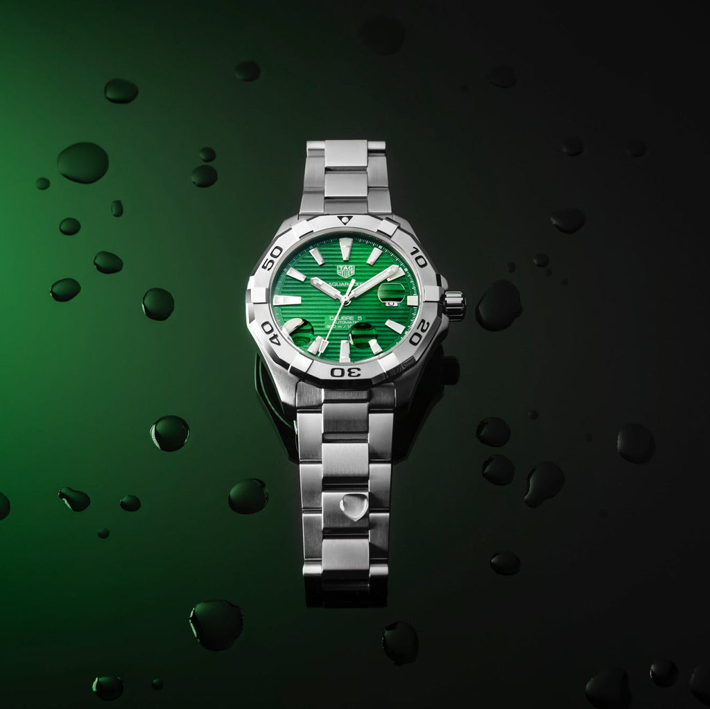 Tag Heuer Aquaracer Diamonds Emerald Green Dial Silver Steel Strap Watch for Women - WBD1316.BA0740 Buy Now By Tag Heuer