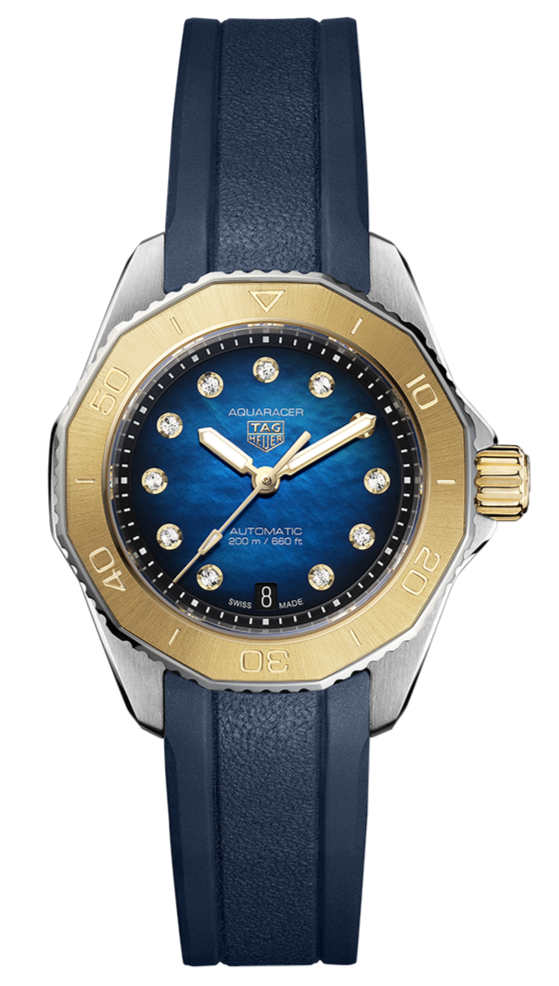 Tag Heuer Aquaracer Professional 200 Automatic Diamonds Blue Dial Blue Rubber Strap Watch for Women - WBP2450.FT6215 Buy Now By Tag Heuer