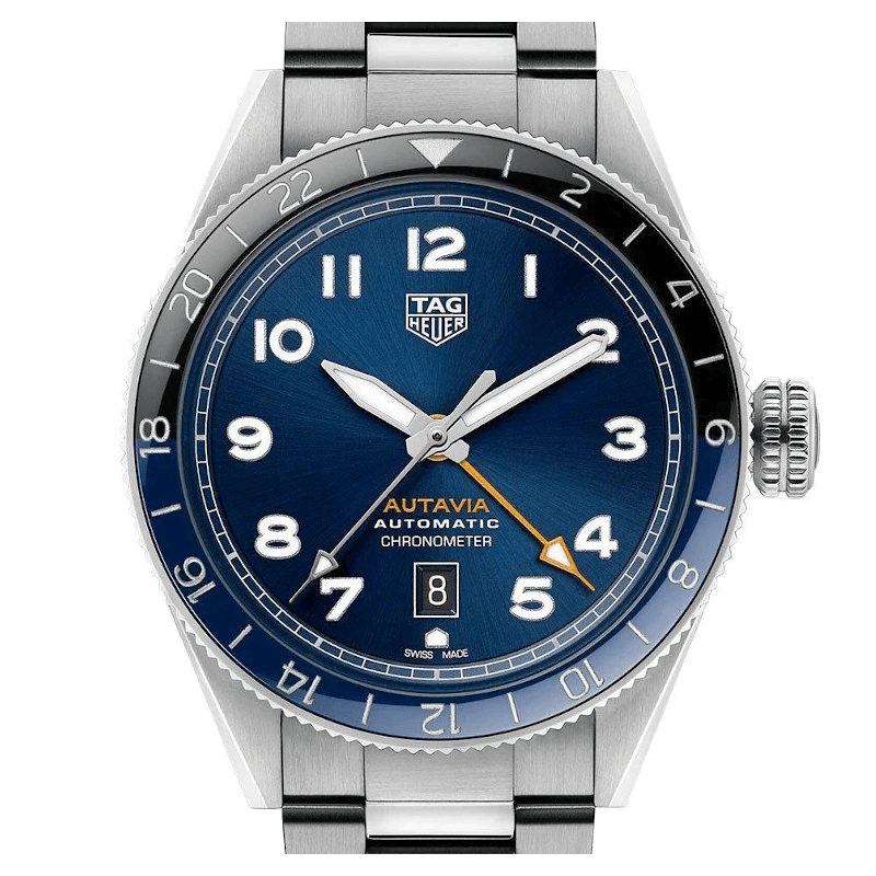 Tag Heuer Autavia Cosc GMT Automatic Blue Dial Silver Steel Strap Watch for Men - WBE511A.BA0650 Buy Now By Tag Heuer