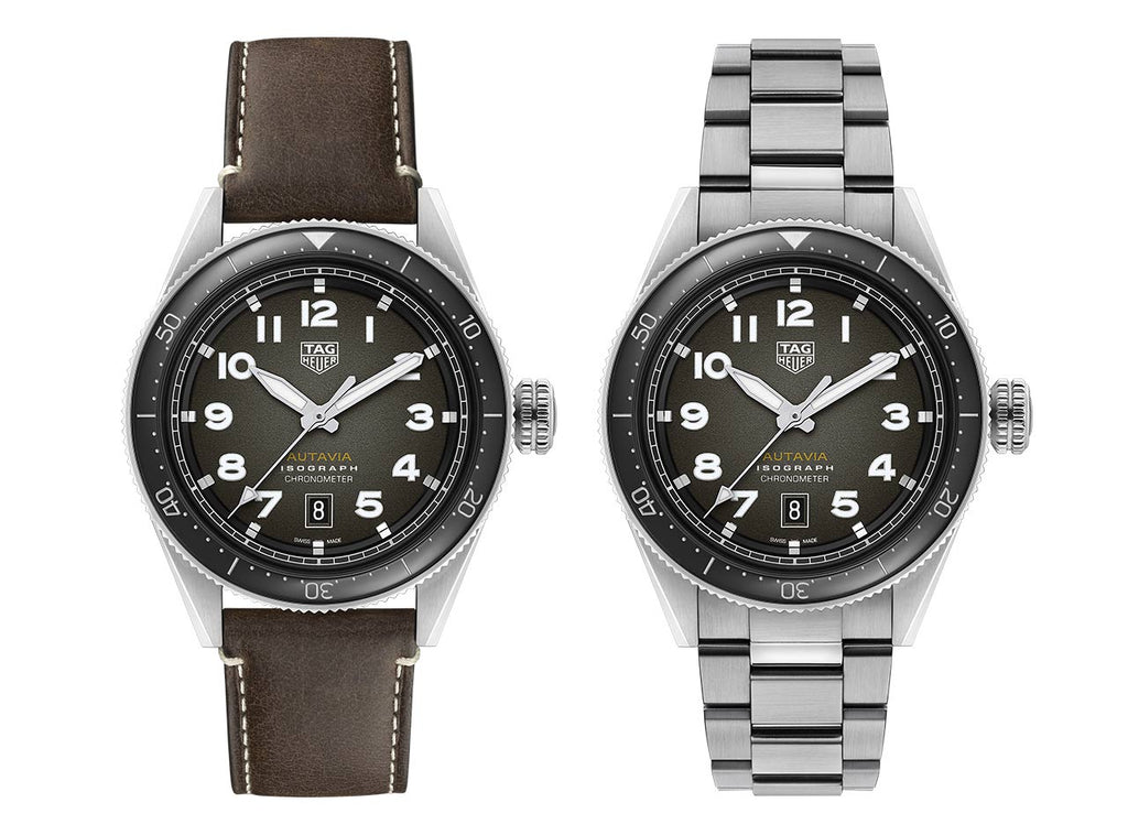 Tag Heuer Autavia Isograph Grey Dial Calfskin Brown Leather Strap Watch for Men - WBE5111.FC8267 Buy Now By Tag Heuer