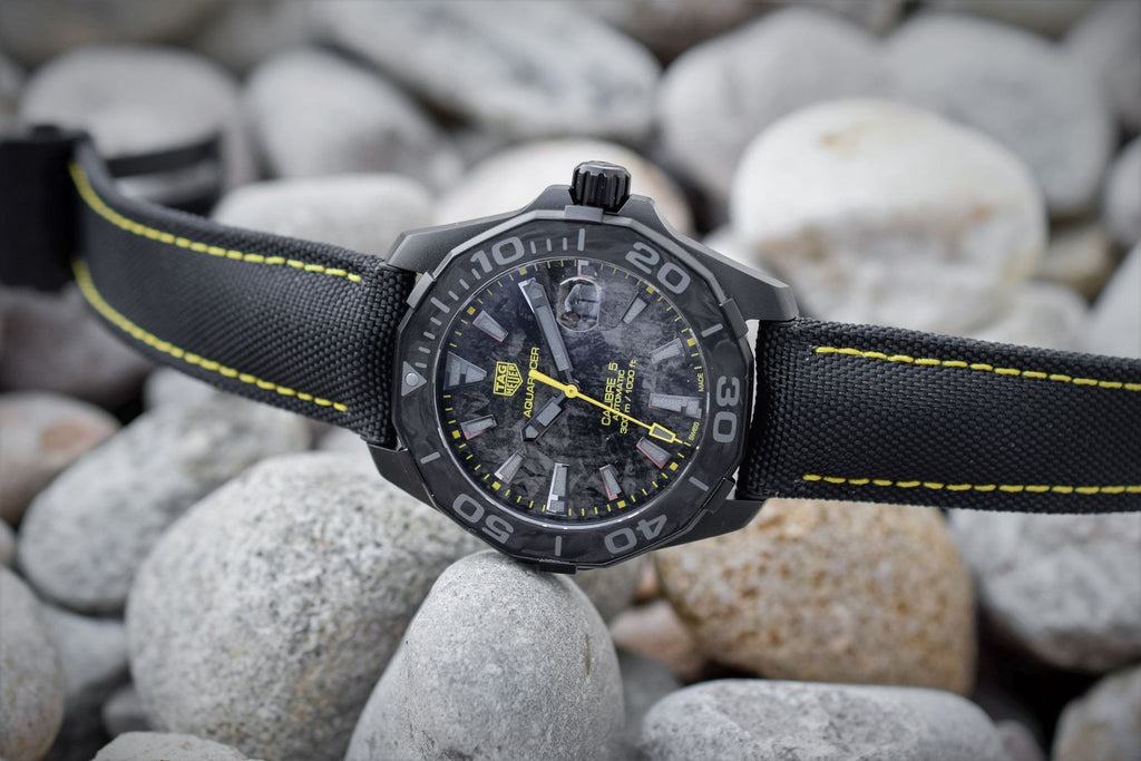 Tag Heuer Aquaracer Calibre 5 Black NATO Strap Carbon Dial Watch for Men - WBD218B.FC6446 Buy Now By Tag Heuer