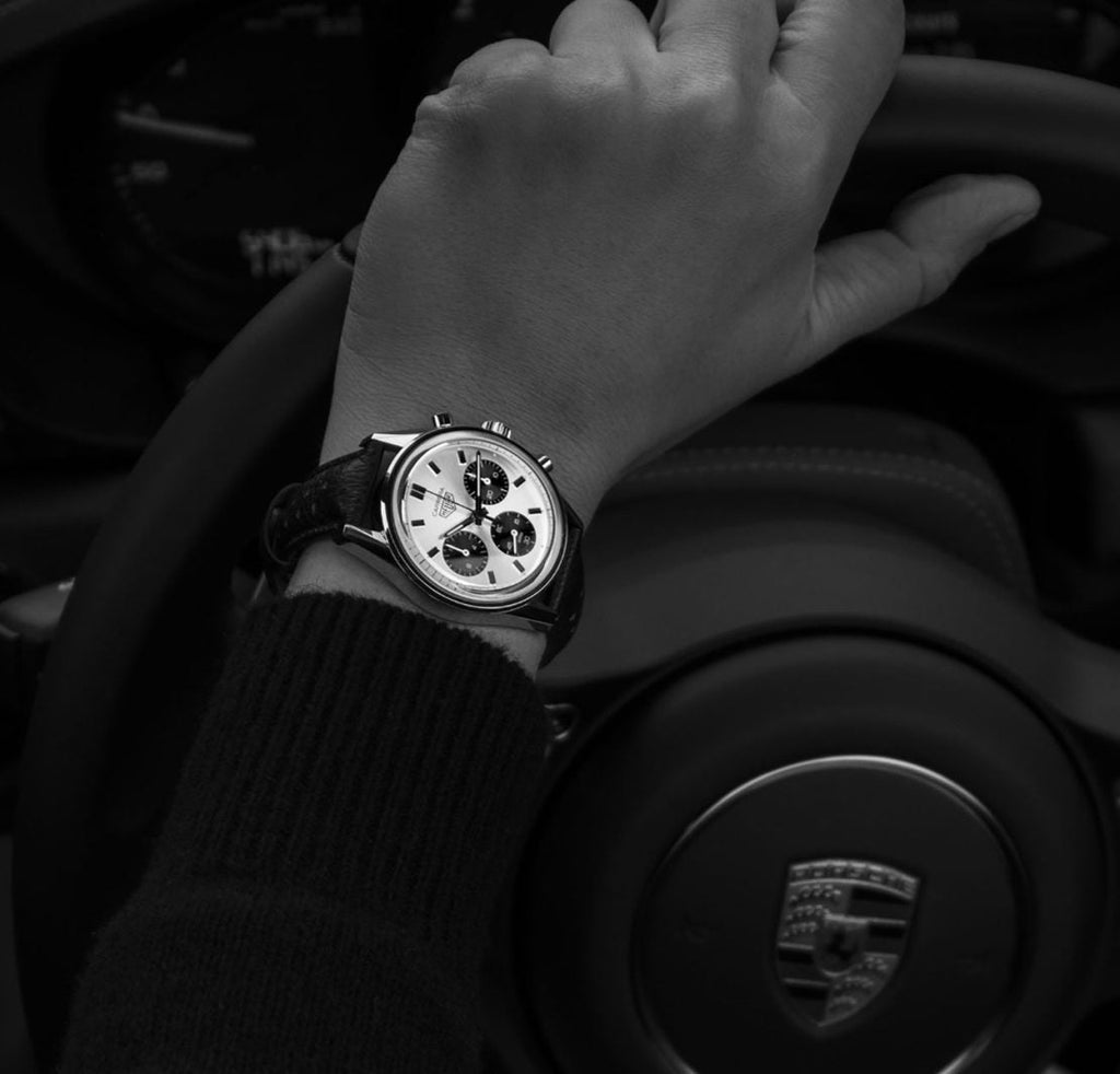 Tag Heuer Carrera Chronograph 60th Anniversary Silver Dial Black Leather Strap Watch for Men - CBK221H.FC8317 Buy Now By Tag Heuer