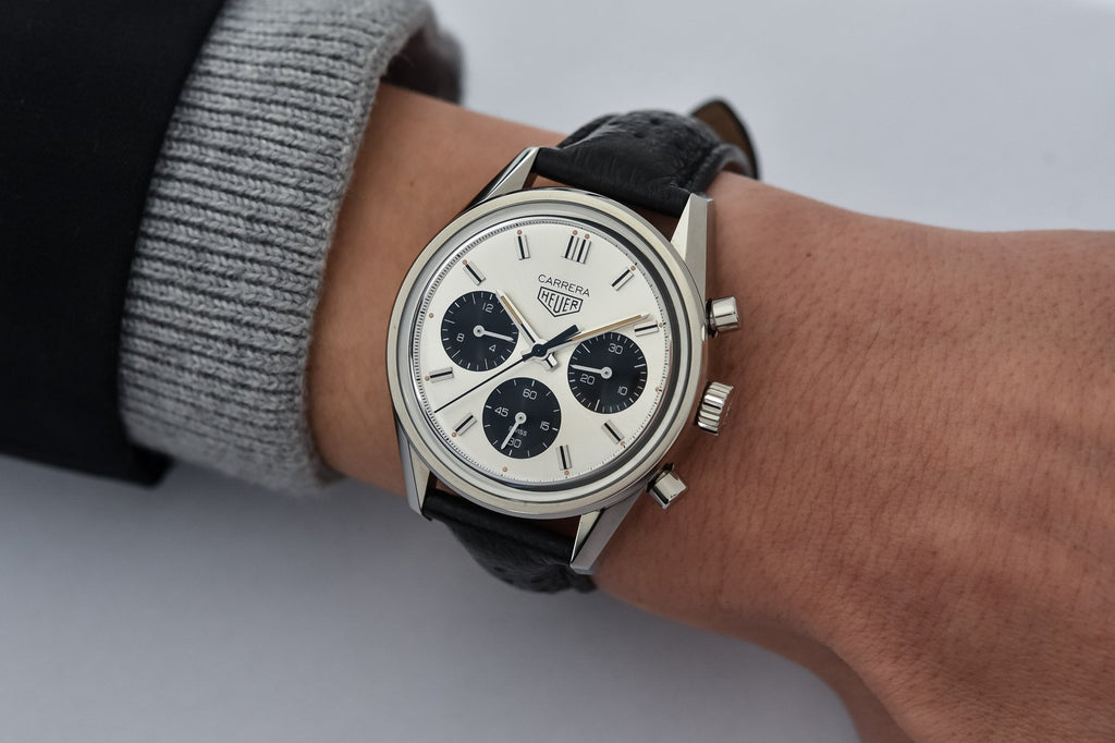 Tag Heuer Carrera Chronograph 60th Anniversary Silver Dial Black Leather Strap Watch for Men - CBK221H.FC8317 Buy Now By Tag Heuer