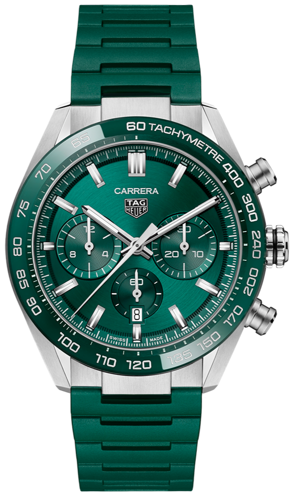 Tag Heuer Carrera Chronograph 44mm Green Dial Green Steel Strap Watch for Men - CBN2A1N.FT6238 Buy Now By Tag Heuer