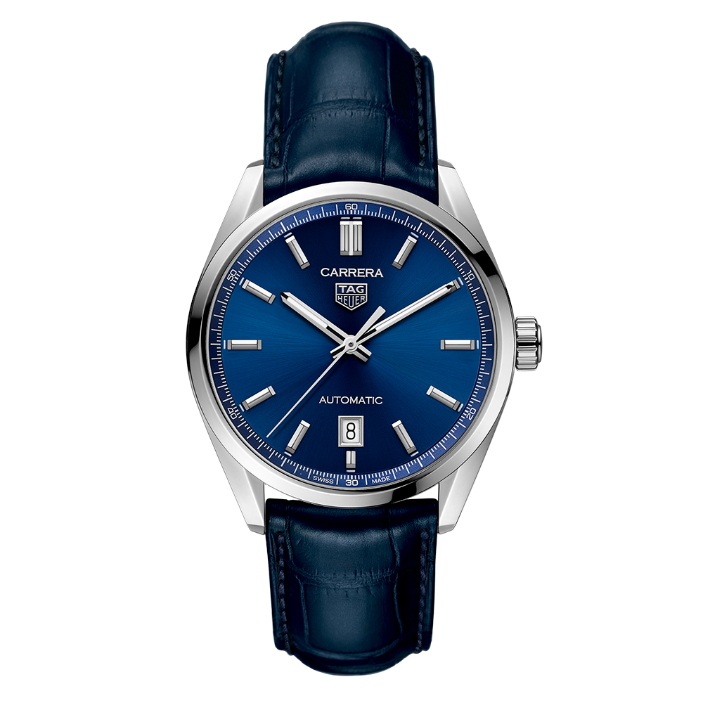Tag Heuer Carrera Date Blue Dial Blue Leather Strap Watch for Men - WBN2112.FC6504 Buy Now By Tag Heuer