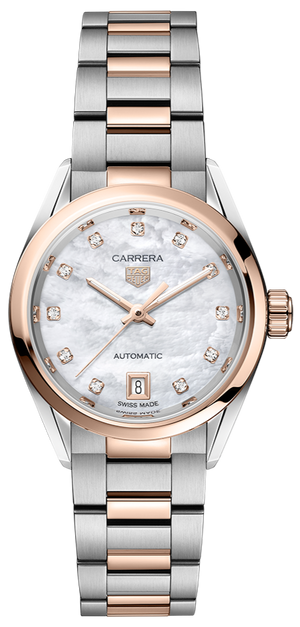 Tag Heuer Carrera Date Automatic Mother of Pearl Dial Two Tone Steel Strap Watch for Women - WBN2450.BD0569 Buy Now By Tag Heuer