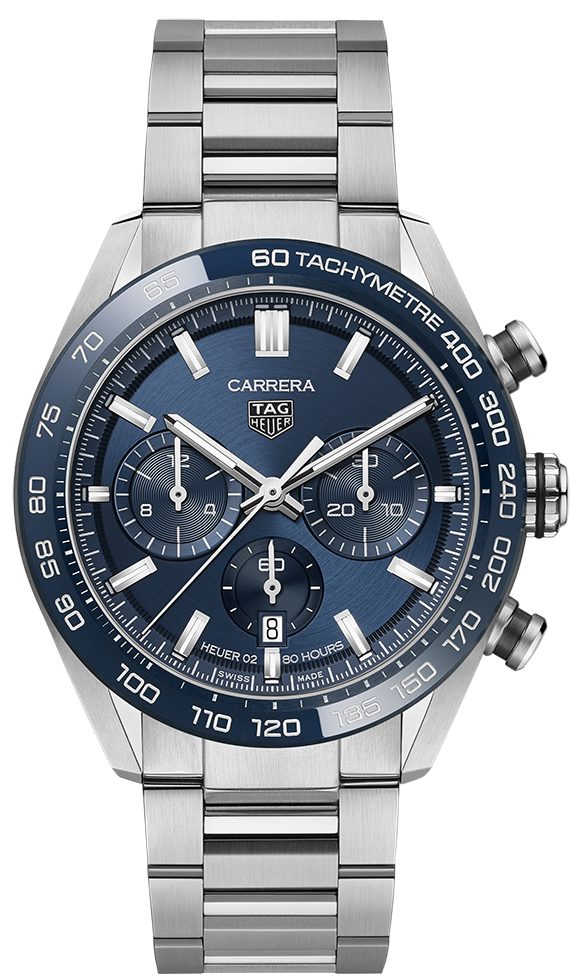 Tag Heuer Carrera Chronograph Blue Dial Silver Steel Strap Watch for Men - CBN2A1A.BA0643 Buy Now By Tag Heuer