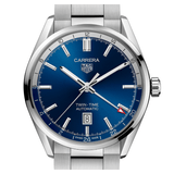 Tag Heuer Carrera Twin Time Blue Dial Silver Steel Strap Watch for Men - WBN201A.BA0640 Buy Now By Tag Heuer