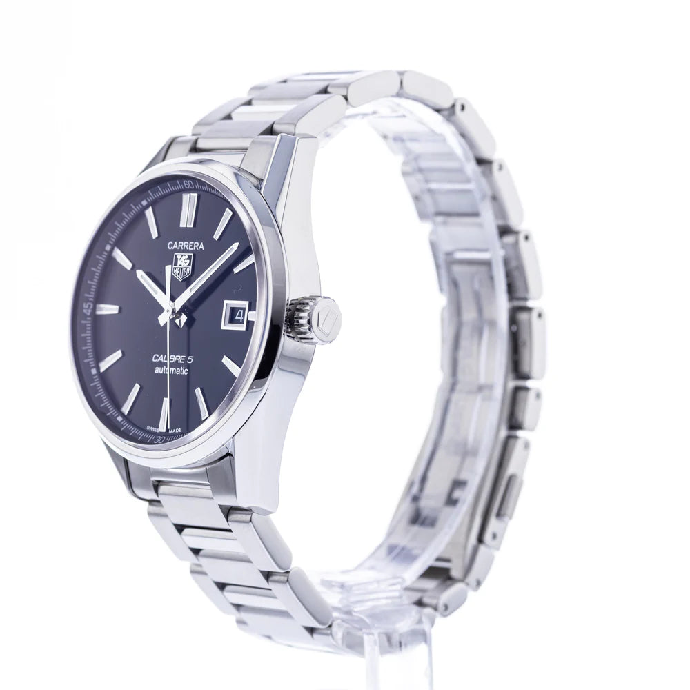 Tag Heuer Carrera Automatic Black Dial Silver Steel Strap Watch for Men - WAR211A.BA0782 Buy Now By Tag Heuer