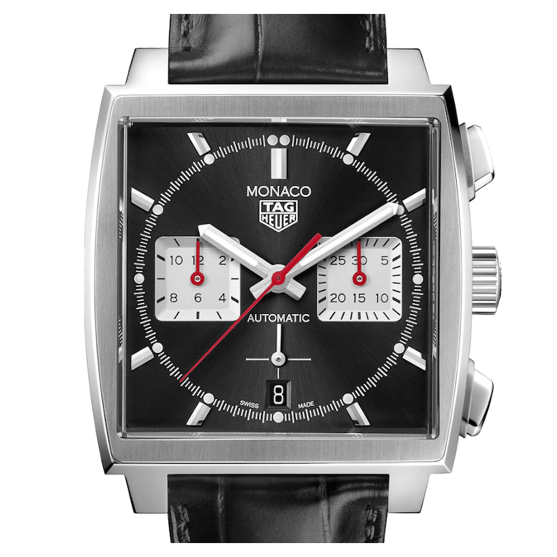 Tag Heuer Monaco Automatic Chronograph Black Dial Black Leather Strap Watch for Men - CBL2113.FC6177 Buy Now By Tag Heuer