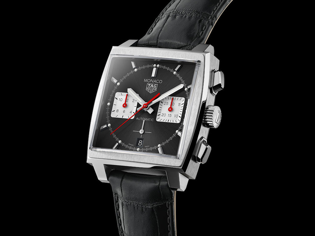Tag Heuer Monaco Automatic Chronograph Black Dial Black Leather Strap Watch for Men - CBL2113.FC6177 Buy Now By Tag Heuer