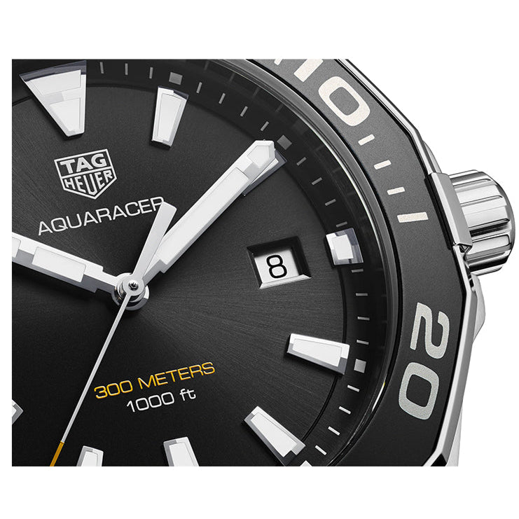 Tag Heuer Aquaracer Quartz Black Dial Black Rubber Strap Watch for Men - WAY101A.FT6141 Buy Now By Tag Heuer