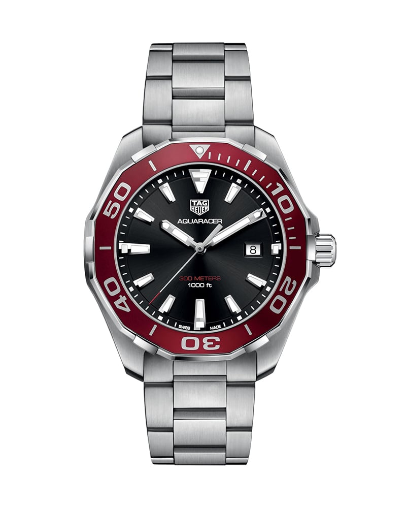 Tag Heuer Aquaracer Black Dial Silver Steel Strap Watch for Men - WAY101B.BA0746 Buy Now By Tag Heuer