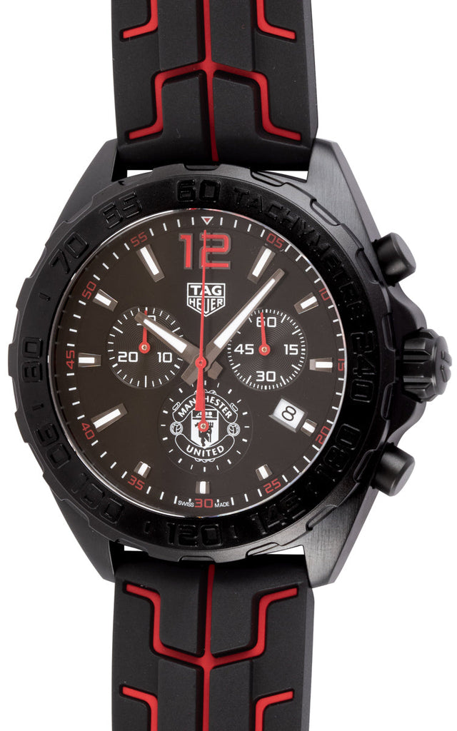 Tag Heuer Formula 1 Manchester United Limited Edition Black Dial Black & Red Rubber Strap Watch for Men - CAZ101J.FT8027 Buy Now By Tag Heuer