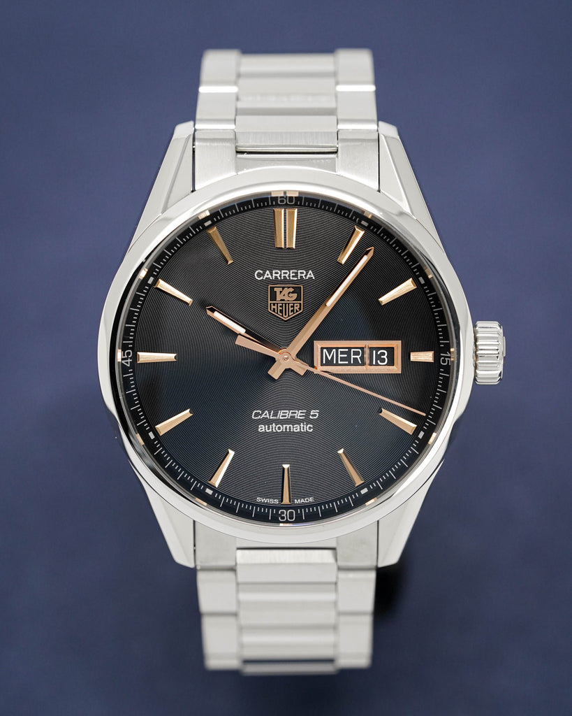 Tag Heuer Carrera Calibre 5 Automatic Black Dial Silver Steel Strap Watch for Men - WAR201C.BA0723 Buy Now By Tag Heuer