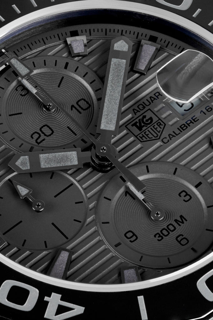 Tag Heuer Aquaracer Automatic Chronograph Special Edition Titanium Grey Dial Black Leather Strap Watch for Men - CAY218B.FC6370 Buy Now By Tag Heuer