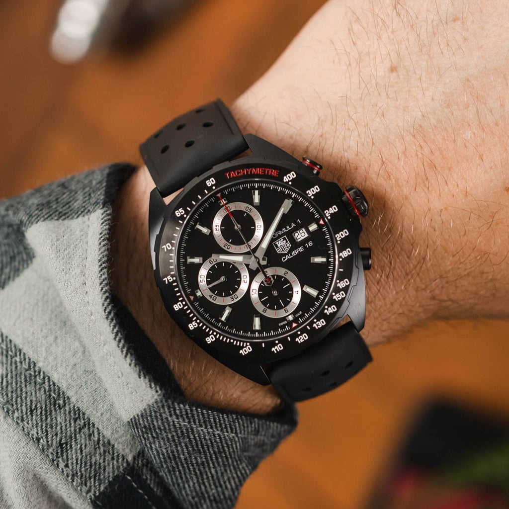 Tag Heuer Formula 1 Automatic Chronograph Black Dial Black Leather Strap Watch for Men - CAZ2011.FT8024 Buy Now By Tag Heuer