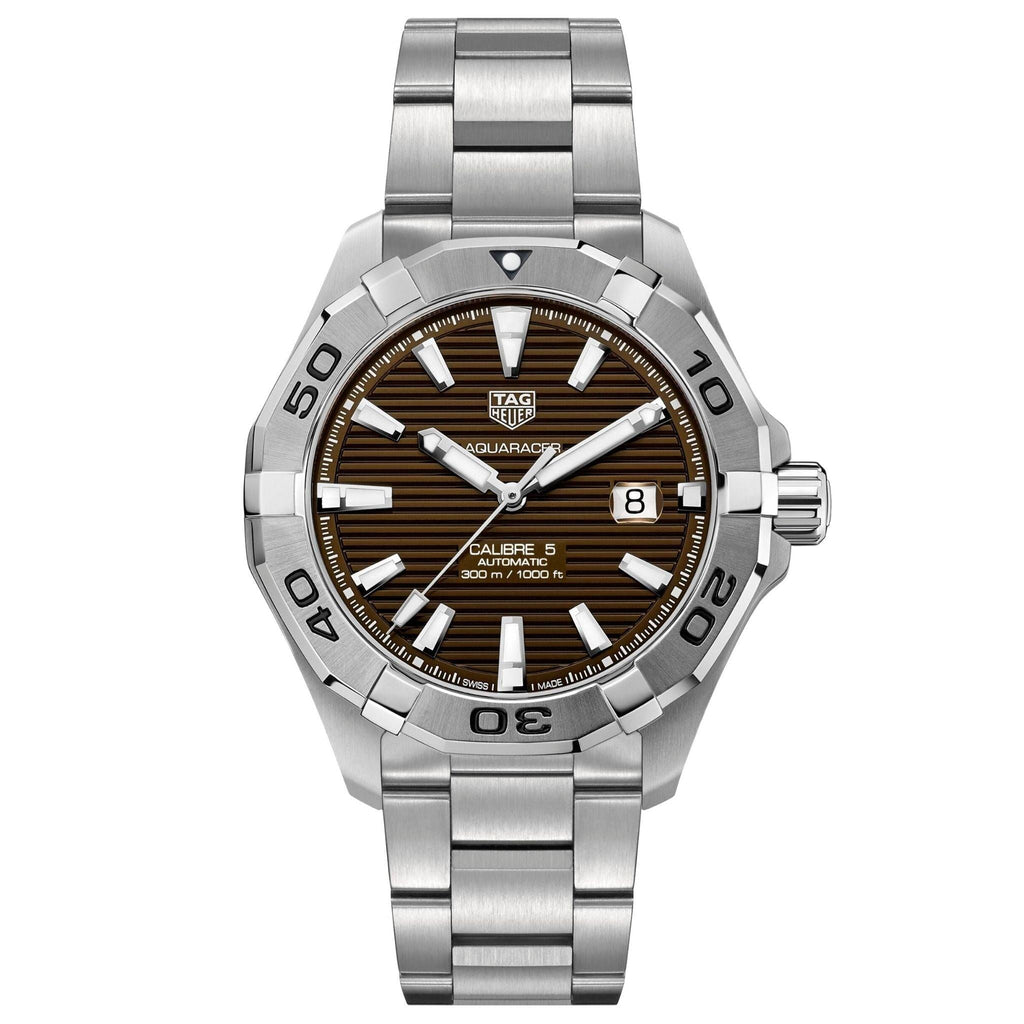 Tag Heuer Aquaracer Calibre 5 Automatic Sunray Brown Dial Silver Steel Strap Watch for Men - WAY2018.BA0927 Buy Now By Tag Heuer