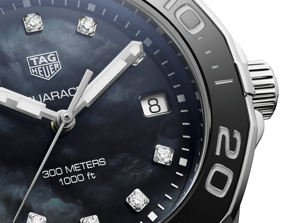 Tag Heuer Aquaracer Quartz Black Dial Silver Steel Strap Watch for Women - WAY131M.BA0748 Buy Now By Tag Heuer