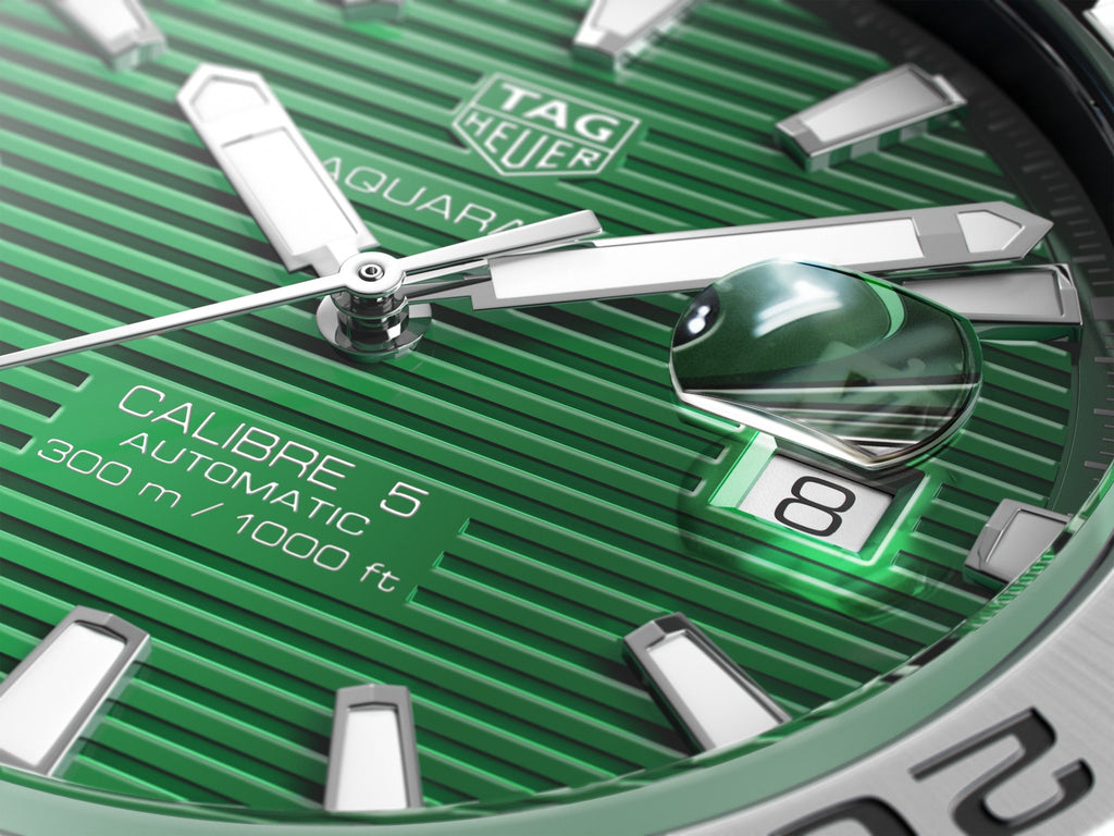 Tag Heuer Aquaracer Calibre 5 Automatic Green Dial Silver Steel Strap Watch for Men - WAY2015.BA0927 Buy Now By Tag Heuer