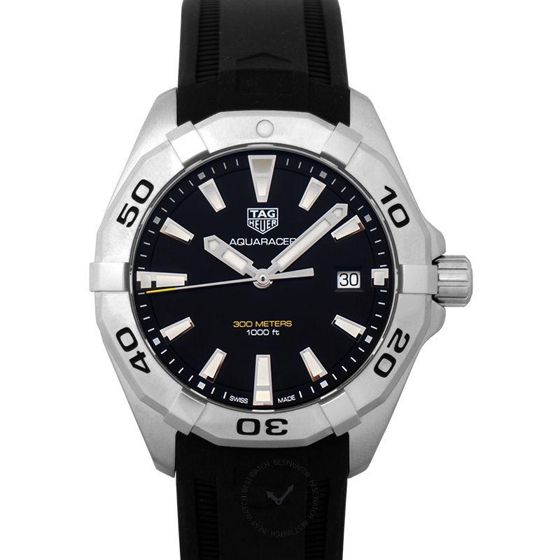 Tag Heuer Aquaracer Quartz Black Dial Black Rubber Strap Watch for Men - WBD1110.FT8021 Buy Now By Tag Heuer