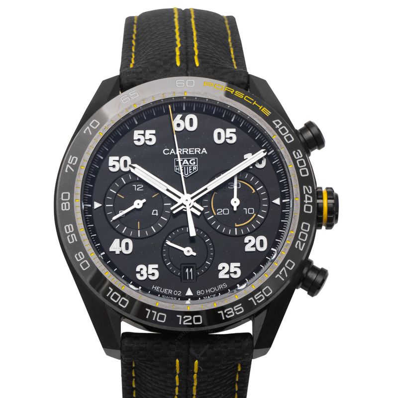 Tag Heuer Carrera x Porsche Automatic Chronograph Black Dial Black Nylon Strap Watch for Men - CBN2A1H.FC6512 Buy Now By Tag Heuer