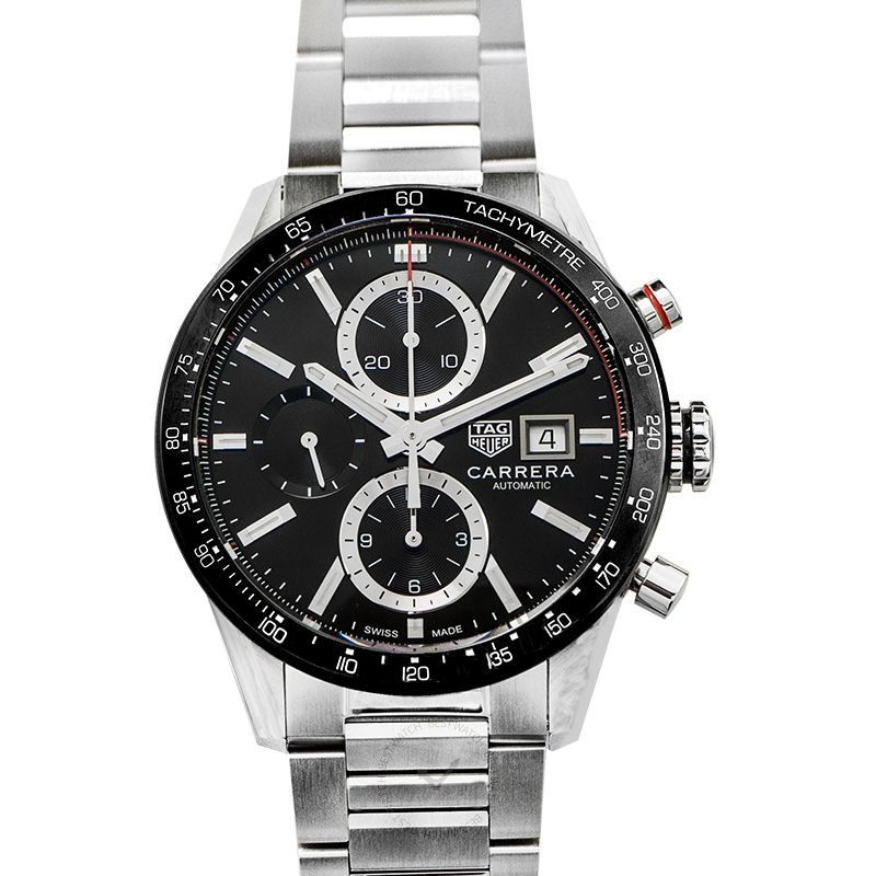Tag Heuer Carrera Automatic Chronograph Black Dial Silver Steel Strap Watch for Men - CBM2110.BA0651 Buy Now By Tag Heuer