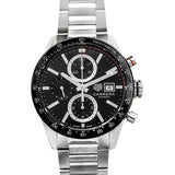 Tag Heuer Carrera Automatic Chronograph Black Dial Silver Steel Strap Watch for Men - CBM2110.BA0651 Buy Now By Tag Heuer