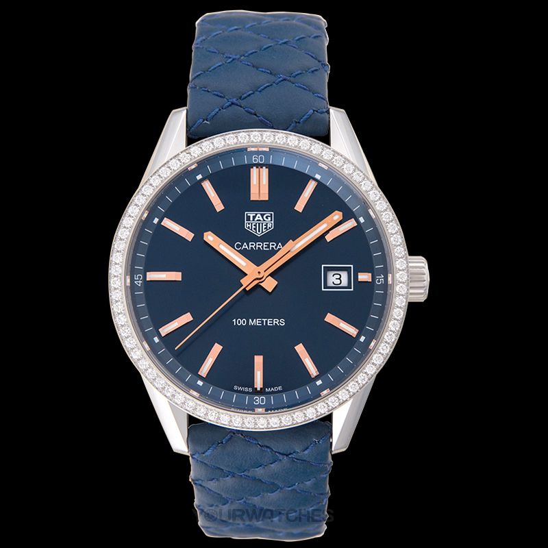 Tag Heuer Carrera Quartz Diamonds Blue Dial Blue Leather Strap Watch for Women - WAR1114.FC6391 Buy Now By Tag Heuer