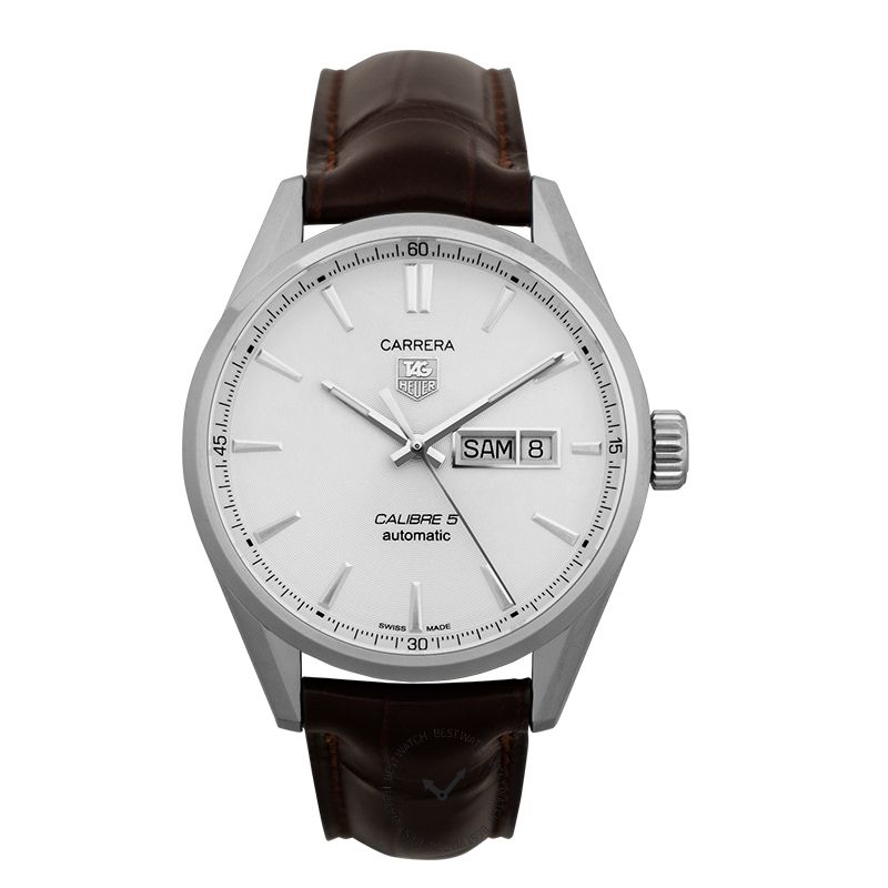 Tag Heuer Carrera Calibre 5 Automatic White Dial Brown Leather Strap Watch for Men - WAR201B.FC6291 Buy Now By Tag Heuer