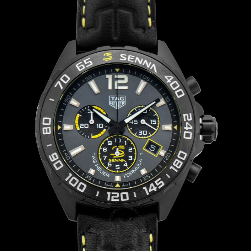 Tag Heuer Formula 1 Chronograph Senna Black Dial Black Leather Strap Watch for Men - CAZ101AJ.FC6487 Buy Now By Tag Heuer