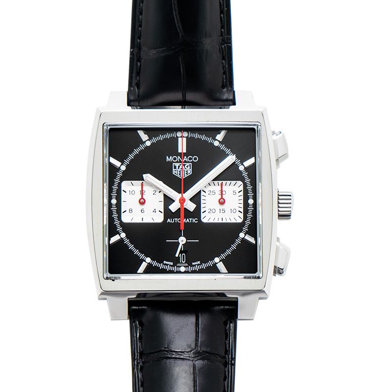 Tag Heuer Monaco Automatic Chronograph Black Dial Black Leather Strap Watch for Men - CBL2113.FC6177 Buy Now By Tag Heuer
