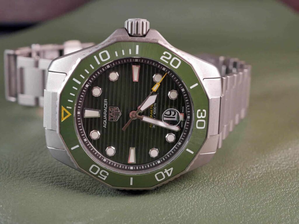 Tag Heuer Aquaracer Professional 300 Automatic Green Dial Silver Steel Strap Watch for Men - WBP208B.BF0631