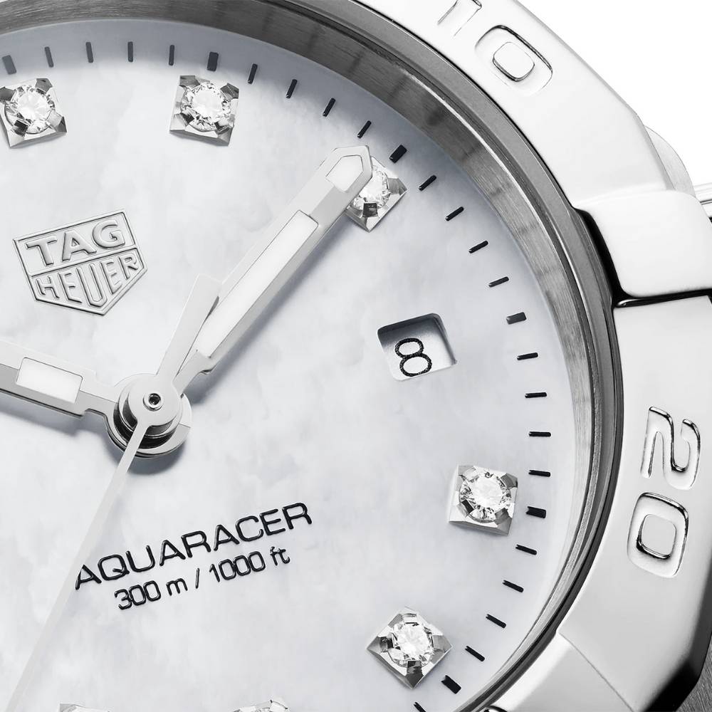 Tag Heuer Aquaracer Diamonds Mother of Pearl Dial Silver Steel Strap Watch for Women - WBD1414.BA0741 Buy Now By Tag Heuer