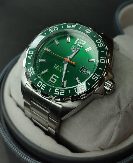 Tag Heuer Formula 1 Quartz Green Dial Silver Steel Strap Watch for Men - WAZ1017.BA0842 Buy Now By Tag Heuer